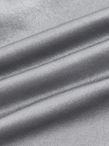 SHEIN ICON Bikercore Áo hai dây Kim loại Chất rắn chất liệu da PU Viền khăn tay - Bạc - Xem 3