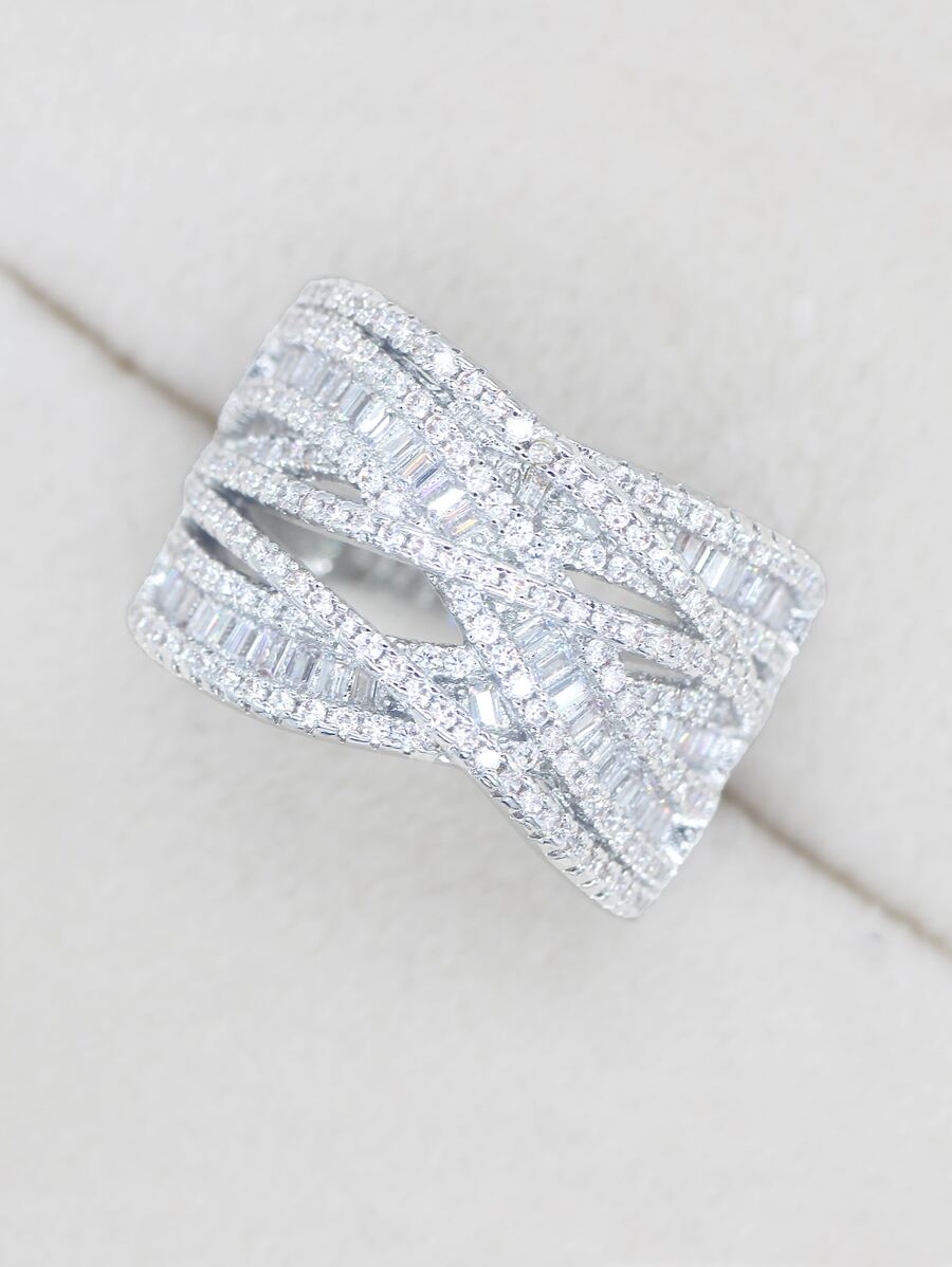 Cubic Zirconia Decor Ring - White - View 1