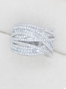 Cubic Zirconia Decor Ring - White - View 2