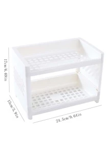 1pc Double Layer Storage Rack, Simple White Multifunction PP Storage Holder For Household