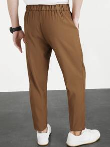 Manfinity Homme Men Slant Pocket Cropped Suit Trousers - Brown - View 2