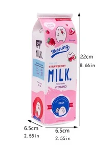 1 件可爱卡哇伊铅笔盒，创意牛奶儿童铅笔袋，便携式笔筒，新奇文具零钱包收纳袋，返校用品返校，返校，学校用品