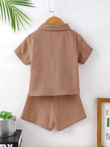 Đứa bé trai Đã vá Túi Áo sơ mi & Quần short Với Áo ba lỗ - Nhiều màu - Xem 2