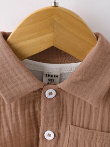 Đứa bé trai Đã vá Túi Áo sơ mi & Quần short Với Áo ba lỗ - Nhiều màu - Xem 4