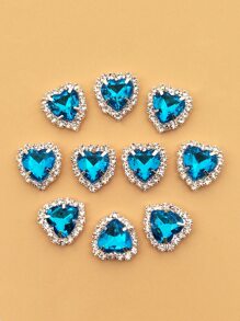 10入組/套水鑽心DIY吊墜 - 藍色 - 查看 1