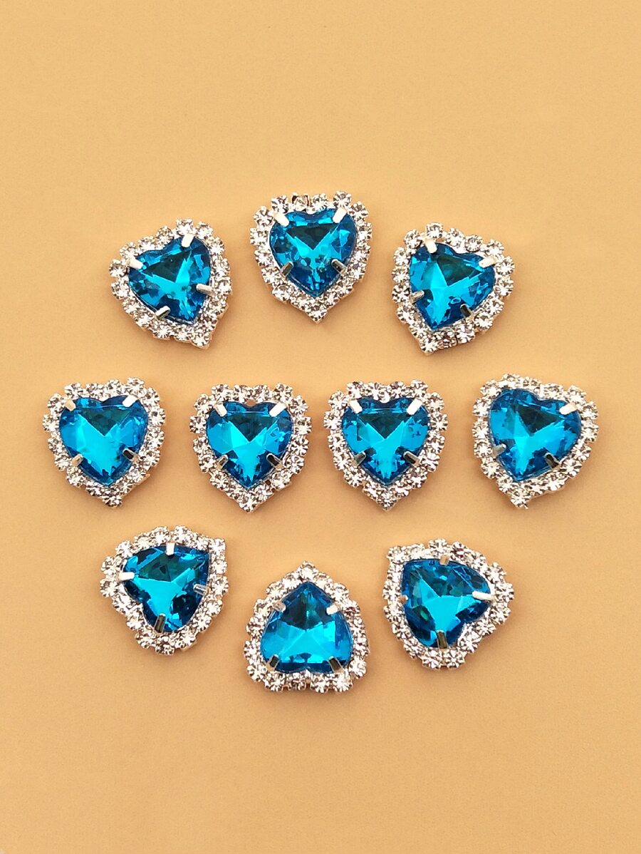 10入組/套水鑽心DIY吊墜 - 藍色 - 查看 1