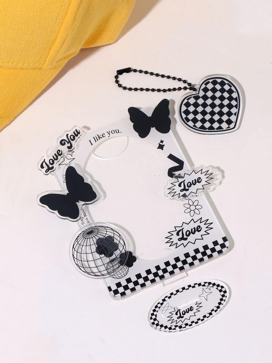 1入組蝴蝶和愛心設計卡套 - 黑色 - 查看 1