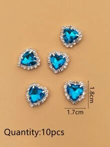 10入組/套水鑽心DIY吊墜 - 藍色 - 查看 3