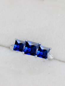 Cubic Zirconia Decor Ring - Royal Blue - View 2