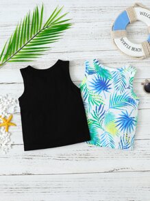 Baby Boy 2pcs Letter & Tropical Print Tank Top