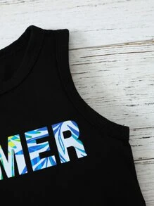 Baby Boy 2pcs Letter & Tropical Print Tank Top