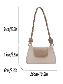 Letter Graphic Flap Hobo Bag - Multicolor - View 3