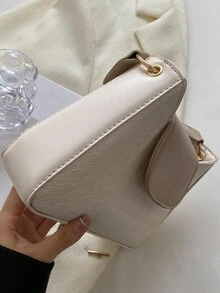 Letter Graphic Flap Hobo Bag - Multicolor - View 4