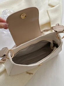 Letter Graphic Flap Hobo Bag - Multicolor - View 5