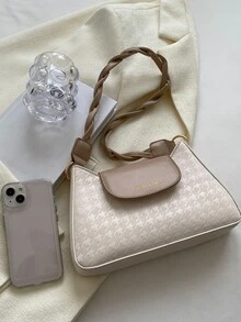 Letter Graphic Flap Hobo Bag - Multicolor - View 7