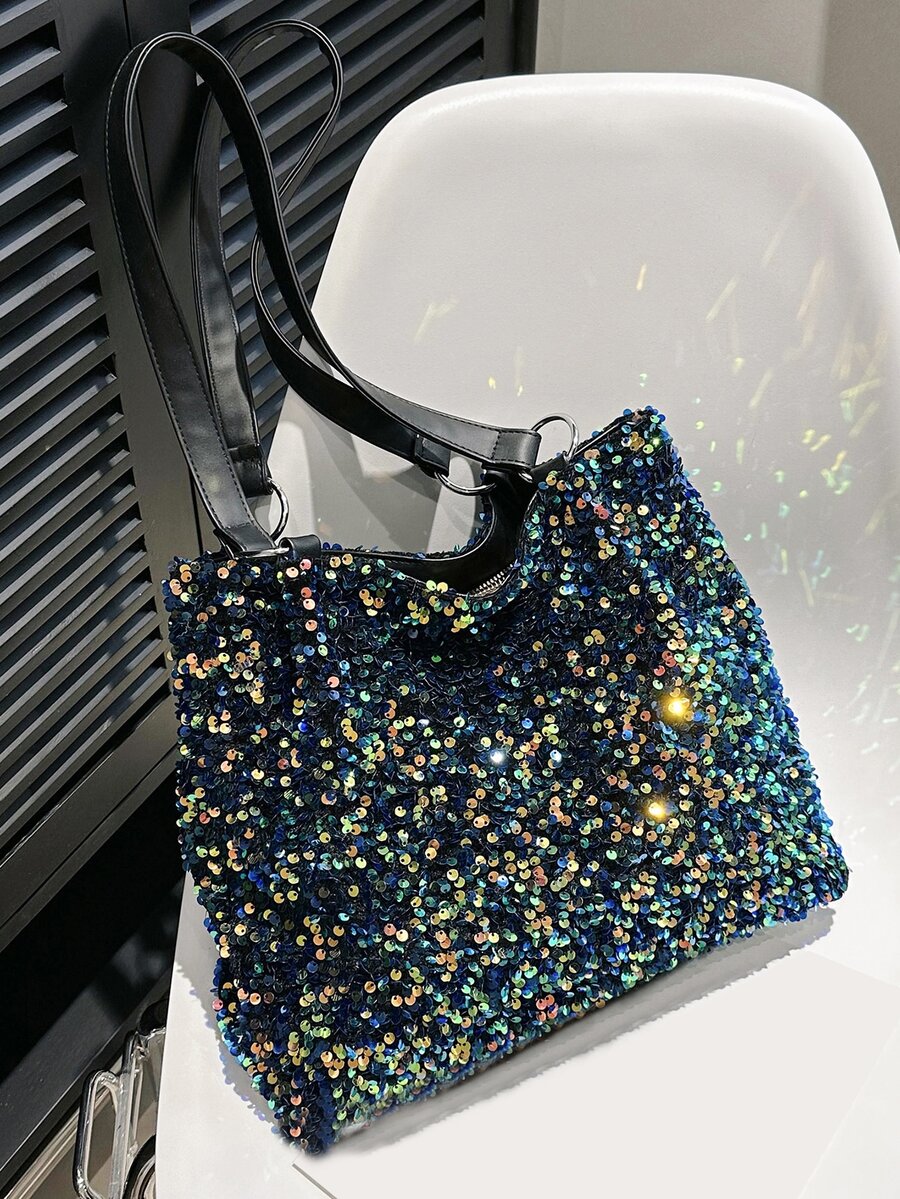 Sequin Decor Shoulder Tote Bag - Multicolor - View 1