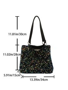 Sequin Decor Shoulder Tote Bag - Multicolor - View 3