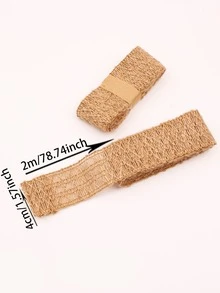 1roll Braided Design DIY Sewing Strip, Hollow Burlap Ribbon For Garment Decoration - Khaki - View 2