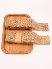 1roll Braided Design DIY Sewing Strip, Hollow Burlap Ribbon For Garment Decoration - Khaki - View 3