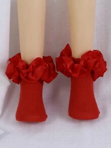 1 双女宝宝大号蕾丝荷叶边 3D 蕾丝公主舞袜