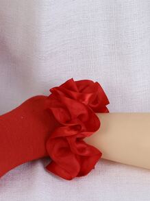 1 双女宝宝大号蕾丝荷叶边 3D 蕾丝公主舞袜