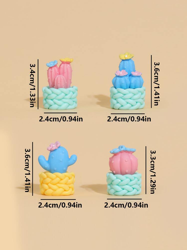 4 cái Polyresin trang trí thủ công, đối tượng trang trí thiết kế xương rồng hiện đại cho gia đình - Nhiều màu - Xem 2