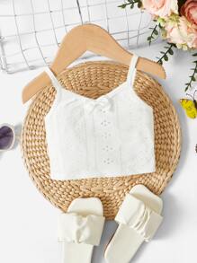 SHEIN Débardeur Devant Nœud Papillon Pour Bébé Fille - Blanc - Voir 1