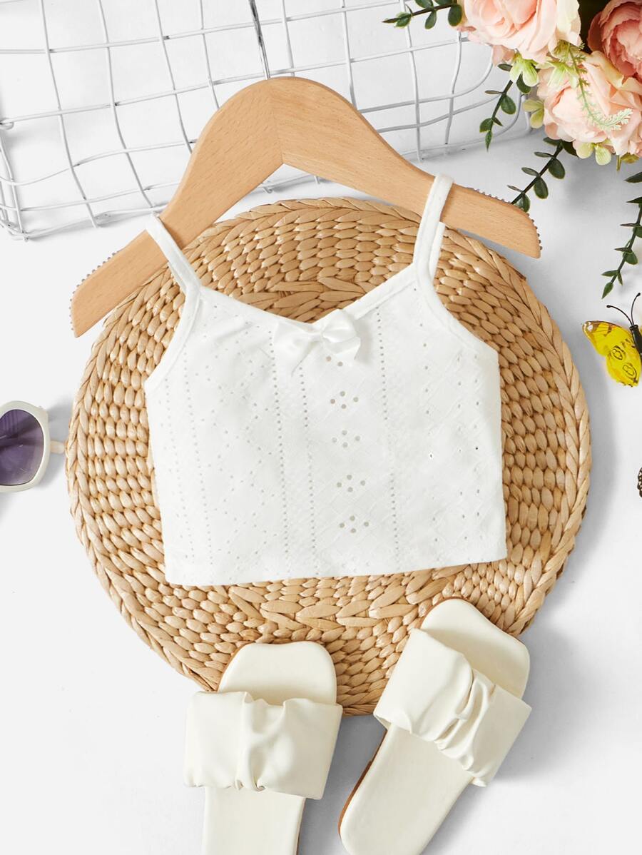 SHEIN Débardeur Devant Nœud Papillon Pour Bébé Fille - Blanc - Voir 1