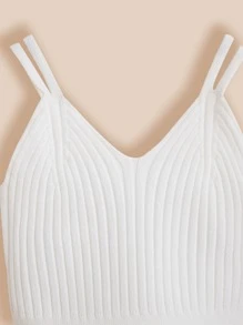 SHEIN Niñas Top tejido de canalé - Blanco - Ver 4