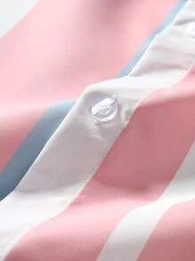 Manfinity Homme Men Striped Print Graphic Casual Collar Short Sleeve Shirt Without Tee For Going Out - Multicolor - View 3