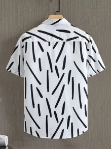 Manfinity Homme Áo sơ mi Nam Nút phía trước Tất cả trên in Giải trí - trắng - Xem 2