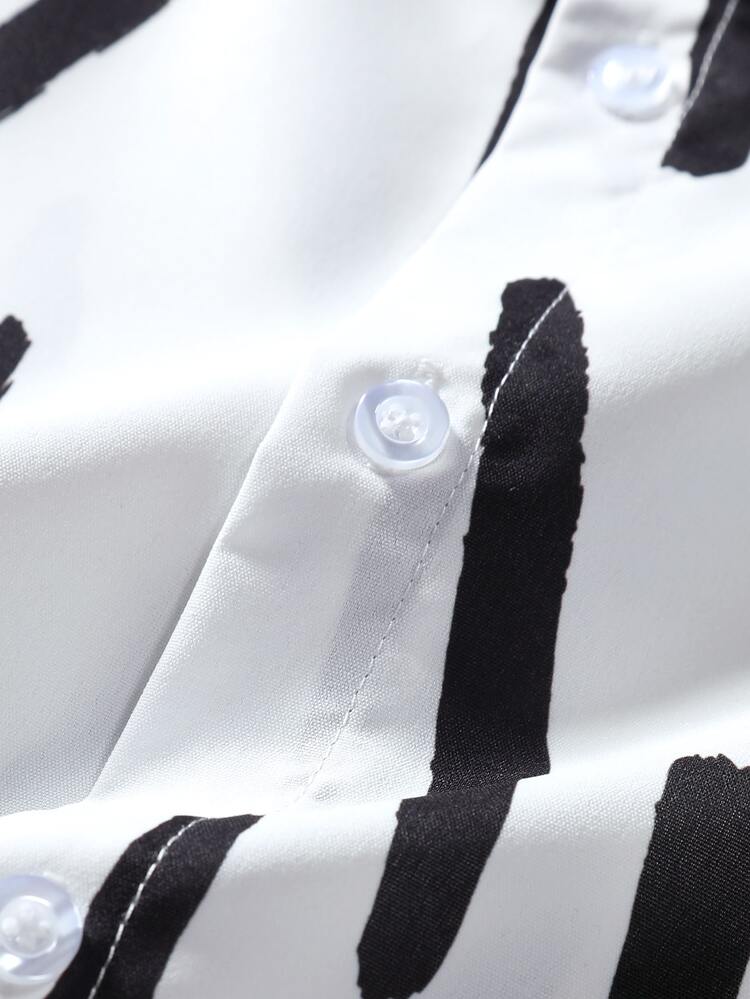 Manfinity Homme Áo sơ mi Nam Nút phía trước Tất cả trên in Giải trí - trắng - Xem 3