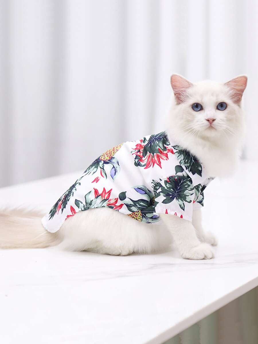 1pc Pineapple Print Pet Shirt - Multicolor - View 1