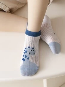 5pairs Kids Dinosaur Pattern Crew Socks - Multicolor - View 3