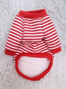 1pc Plaid & Cartoon Bear Decor Pet Sweatshirt,Pet Apparel For Small Medium Dog Cat - Red - View 6