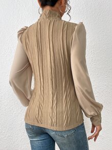 SHEIN Privé Áo nữ màu trơn Giải trí - màu nâu - Xem 2