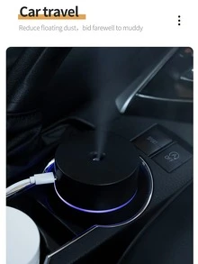 便攜霧面加濕器,迷你加濕器,加濕器適用於車桌子家庭辦公室,安靜,汽車關閉,小酷霧面加濕器帶彩色LED小夜燈,USB個人書桌加濕器適用於車辦公室家庭旅行 - 黑色 - 查看 6