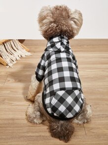 1 Stück Haustier Hoodie mit Plaid Muster - Schwarz und Weiss - Übersicht 1