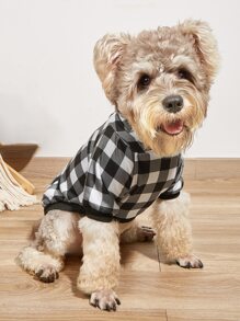 1 Stück Haustier Hoodie mit Plaid Muster - Schwarz und Weiss - Übersicht 6