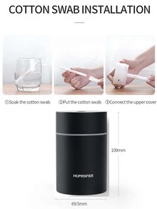 便攜霧面加濕器,迷你加濕器,加濕器適用於車桌子家庭辦公室,安靜,汽車關閉,小酷霧面加濕器帶彩色LED小夜燈,USB個人書桌加濕器適用於車辦公室家庭旅行 - 黑色 - 查看 4