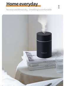 便攜霧面加濕器,迷你加濕器,加濕器適用於車桌子家庭辦公室,安靜,汽車關閉,小酷霧面加濕器帶彩色LED小夜燈,USB個人書桌加濕器適用於車辦公室家庭旅行 - 黑色 - 查看 7
