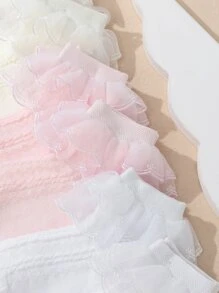 6 Pairs Girls' Lace Trim Ankle Socks, Princess Style - Multicolor - View 4