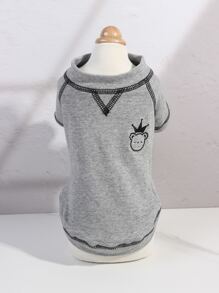 nicovaer 1入組皇冠刺繡寵物運動衫 - 灰色 - 查看 1