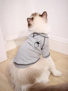 nicovaer 1入組皇冠刺繡寵物運動衫 - 灰色 - 查看 2