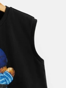 SHEIN 小男童卡通圖案背心上衣