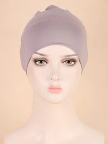 素色頭巾帽 - 駝色 - 查看 2