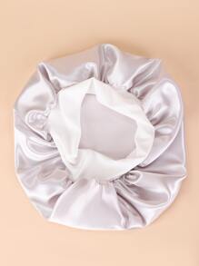Solid Hair Bonnet Silk Bonnet Satin Bonnet - Light Grey - View 2