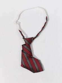 兒童條紋圖案系帶 - 酒紅色 - 查看 3
