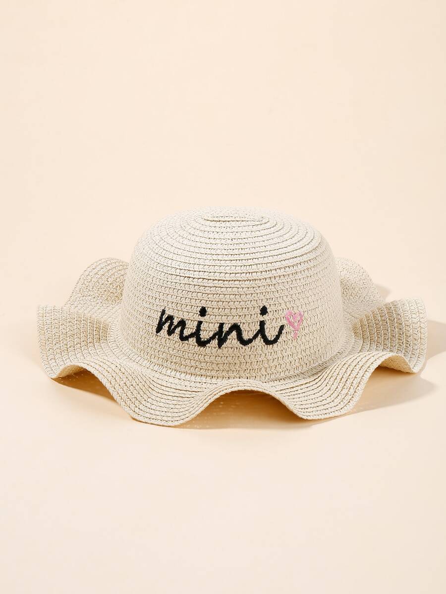 嬰兒字母刺繡草編帽