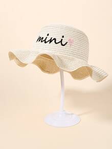 嬰兒字母刺繡草編帽